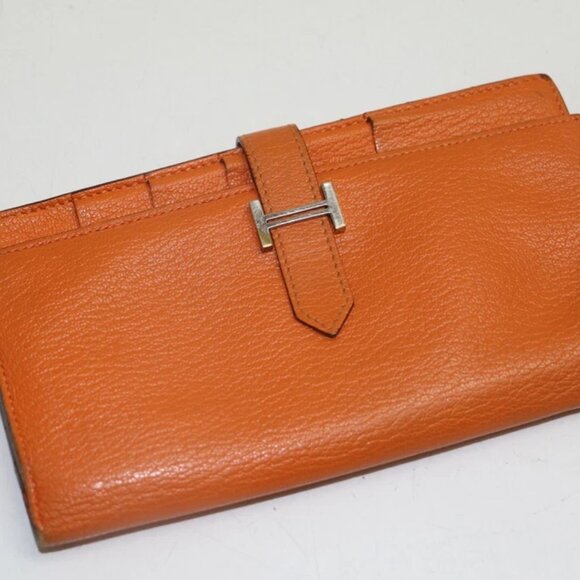 Hermès Bearn Long Classic (Bi-fold) Wallet - N48NM ORANGE - Picture 1 of 12
